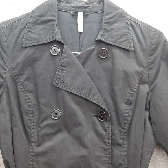 Old Navy Womens Black Double-Breasted Trench Coat S - Picture 3 of 8